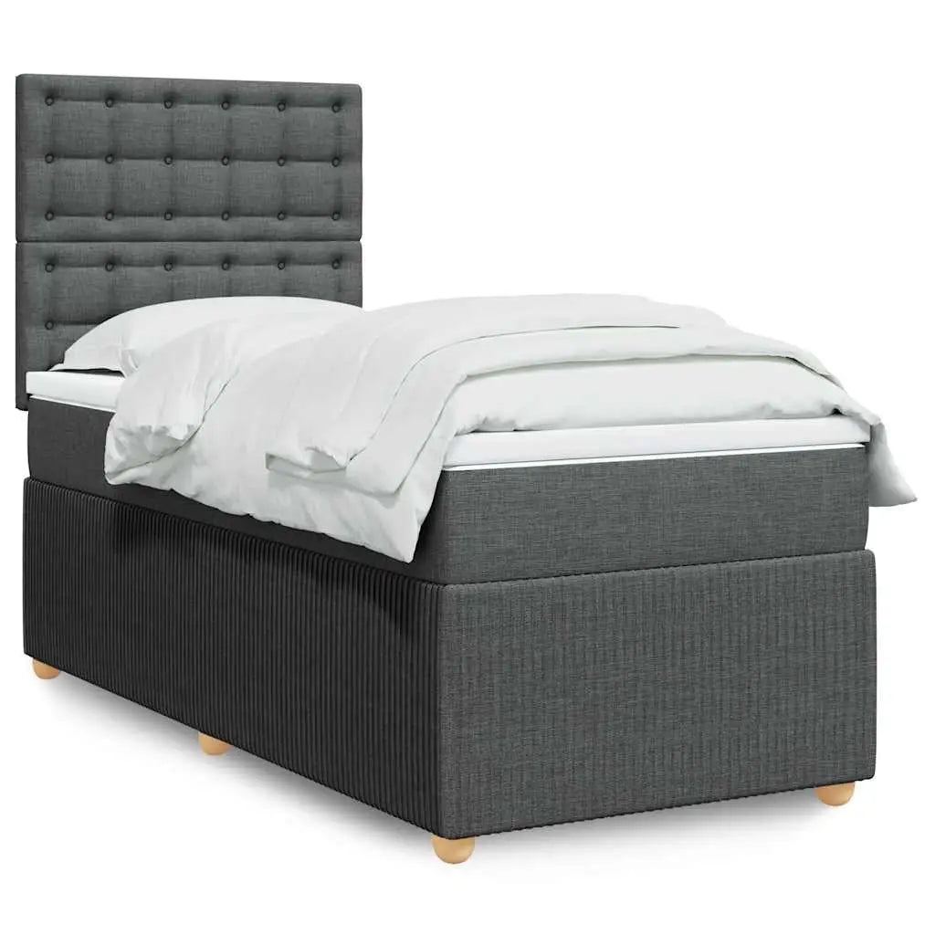 Sommier à lattes de lit avec matelas Gris foncé 100x200cm Tissu - XIOS