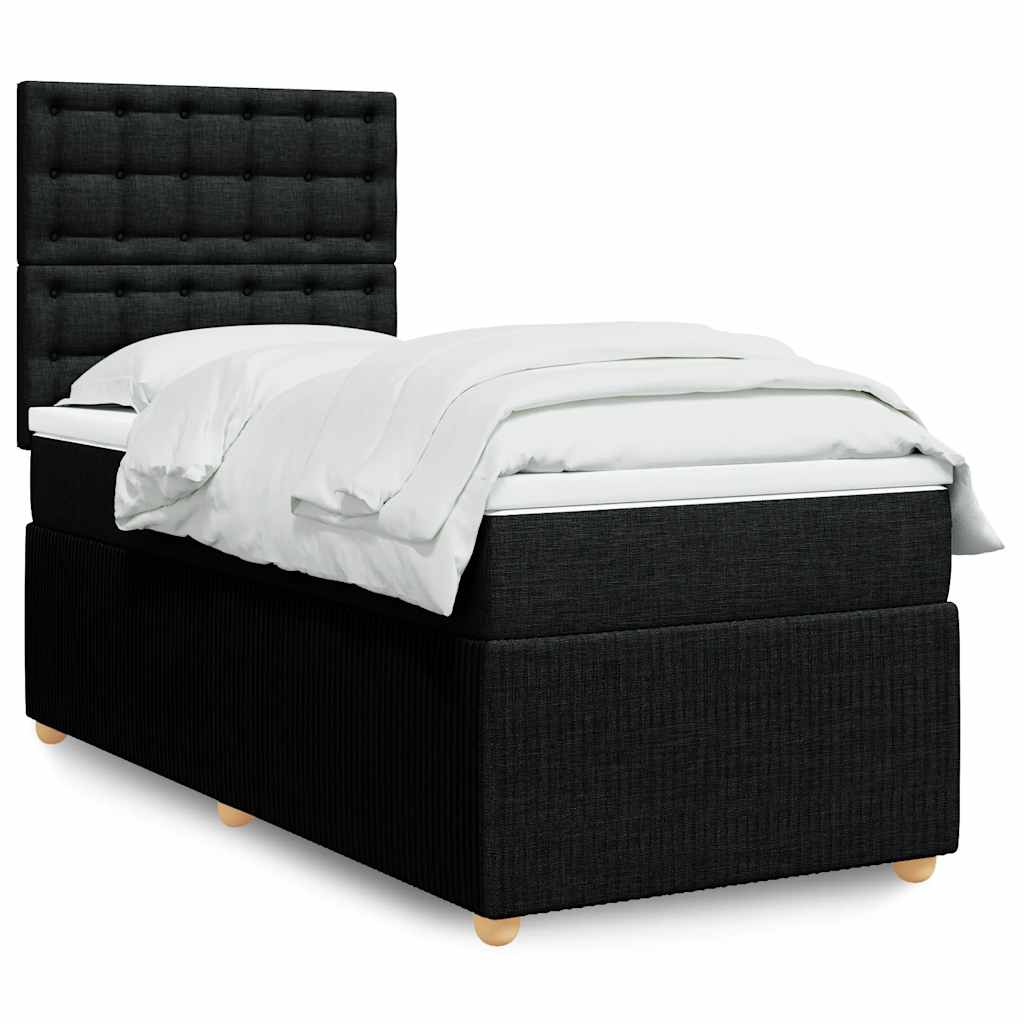 Sommier à lattes de lit avec matelas Noir 100x200 cm Tissu - XIOS