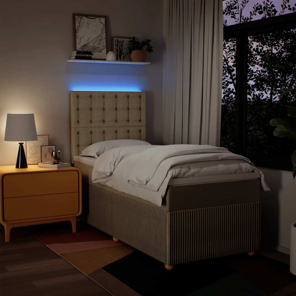 Sommier à lattes de lit avec matelas Crème 100x200 cm Tissu