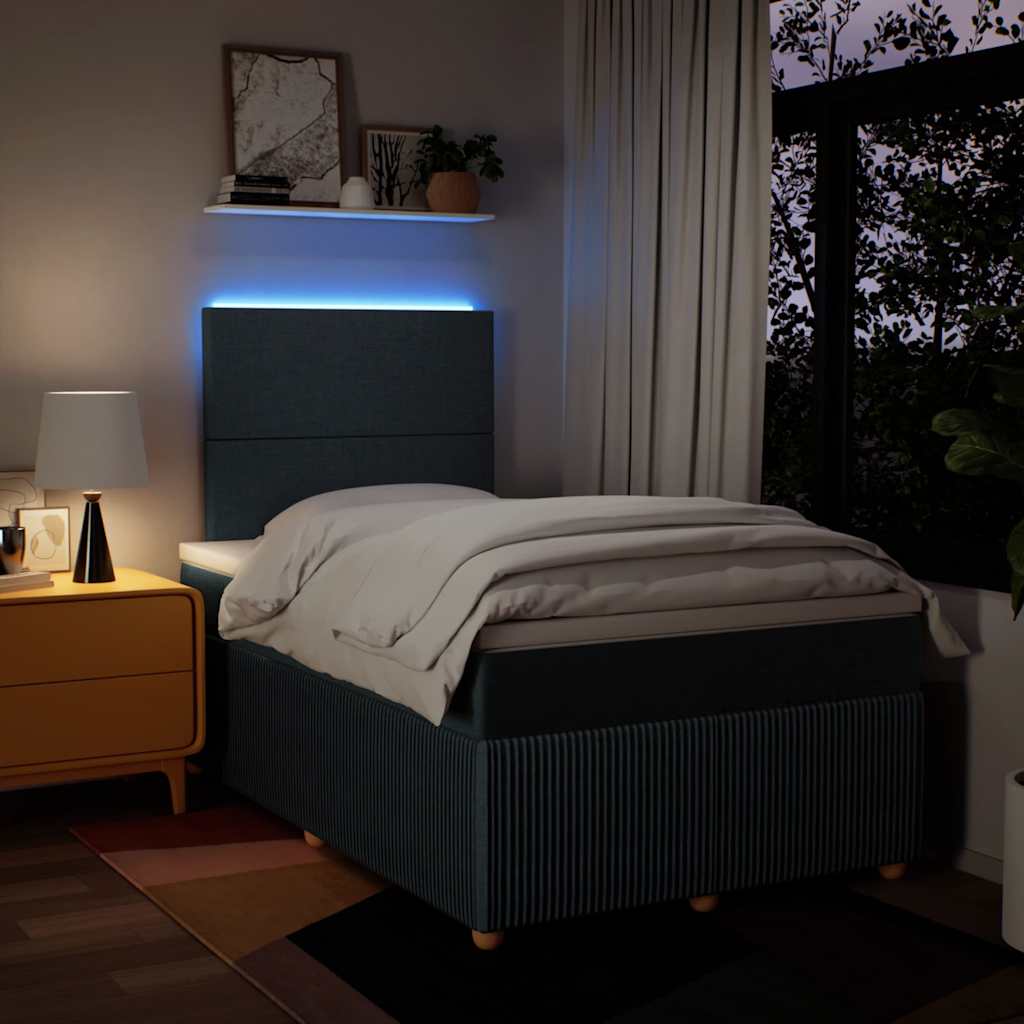 Sommier à lattes de lit avec matelas bleu 120x190 cm tissu - XIOS