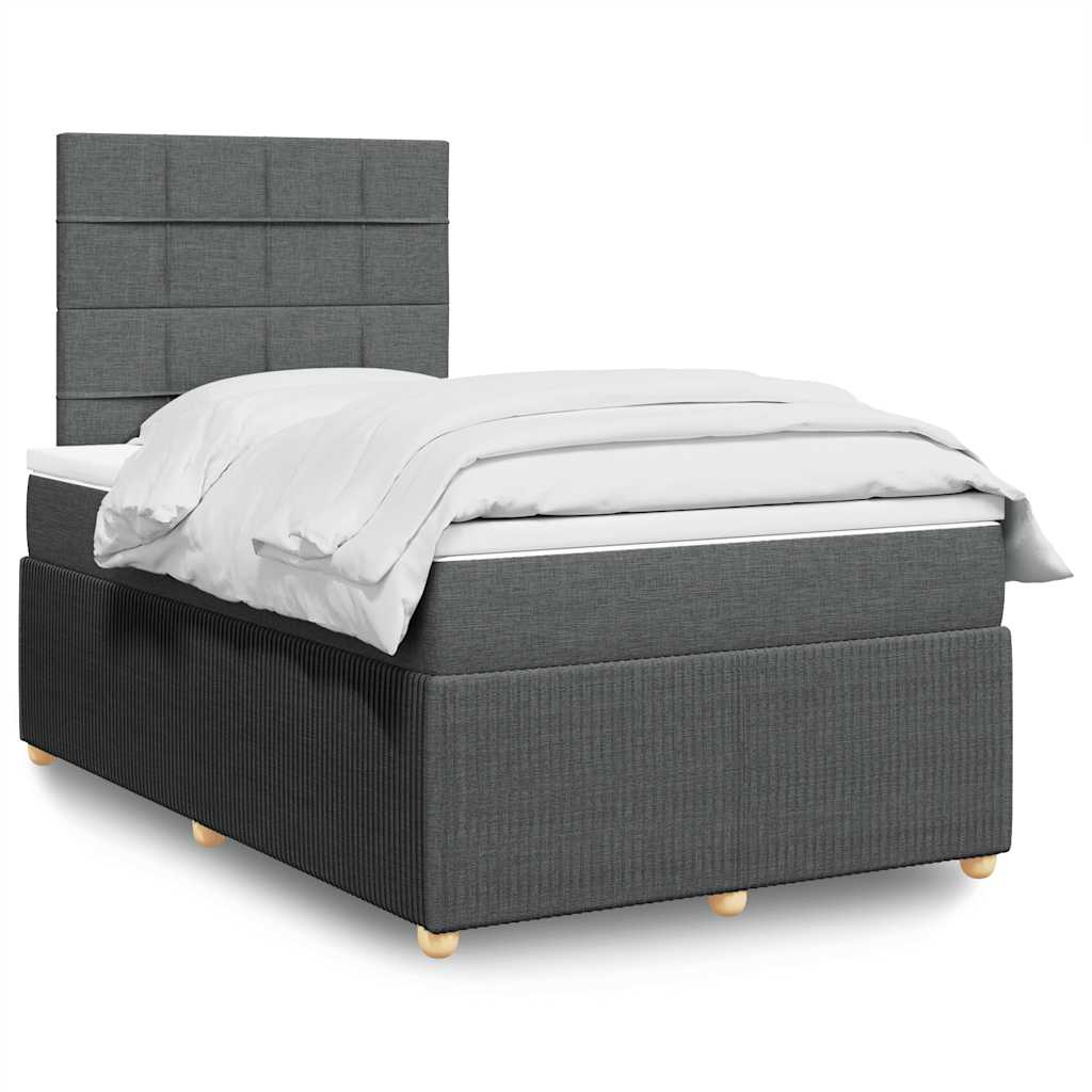 Sommier à lattes de lit avec matelas gris foncé 120x190cm tissu - XIOS