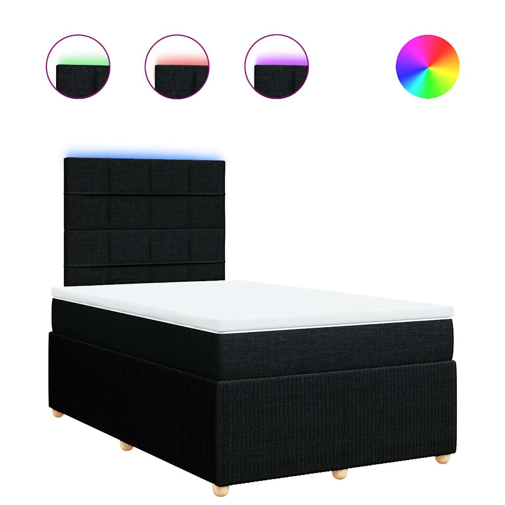 Sommier à lattes de lit avec matelas noir 120x190 cm tissu - XIOS