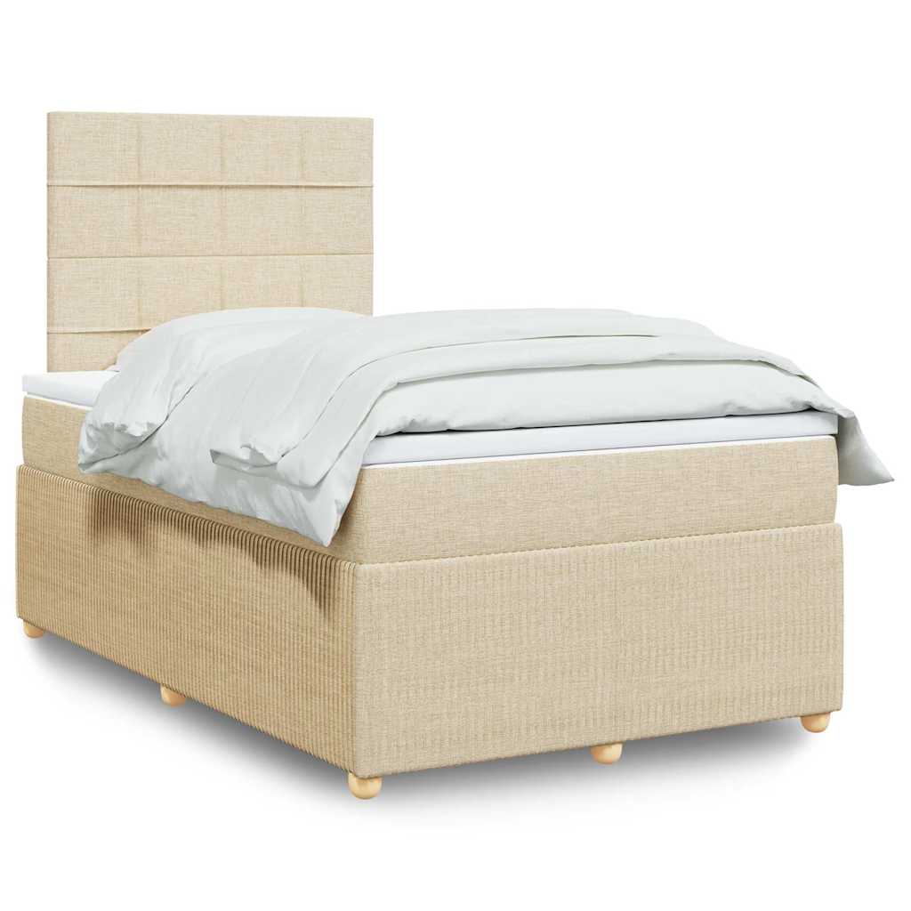 Sommier à lattes de lit avec matelas crème 120x190 cm tissu - XIOS