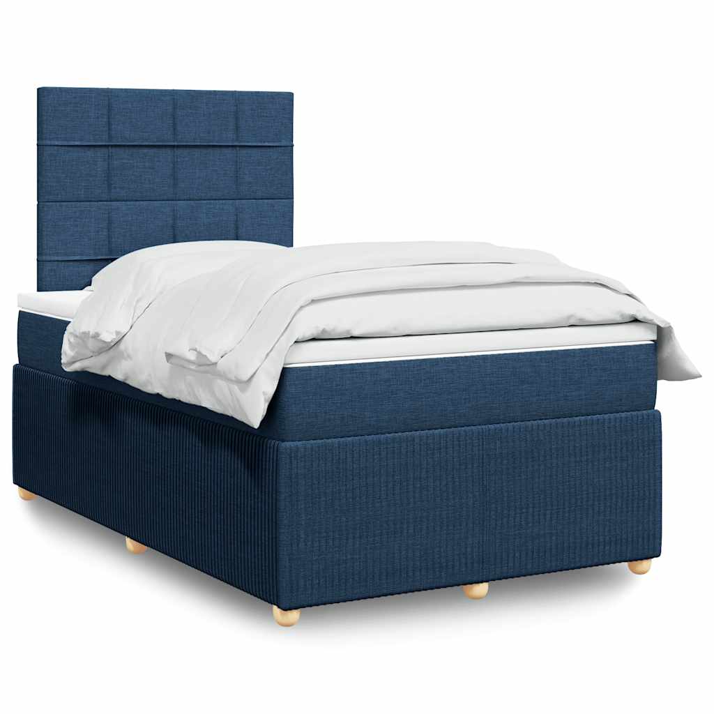 Sommier à lattes de lit avec matelas bleu 120x190 cm tissu - XIOS