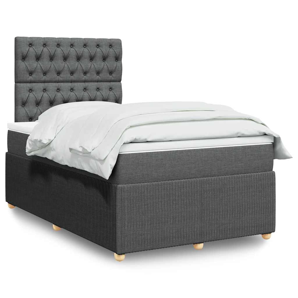 Sommier à lattes de lit avec matelas gris foncé 120x190cm tissu - XIOS