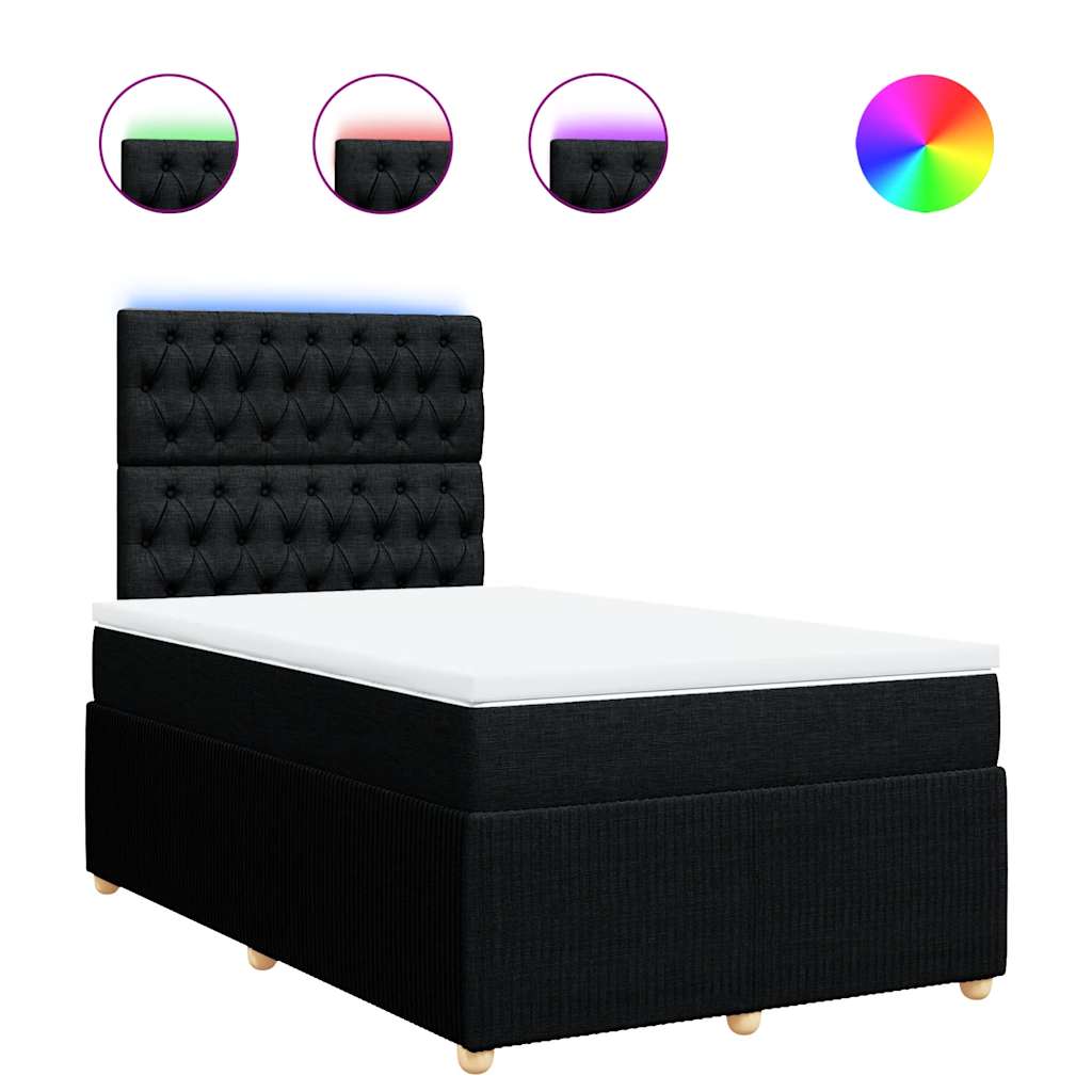Sommier à lattes de lit avec matelas noir 120x190 cm tissu - XIOS