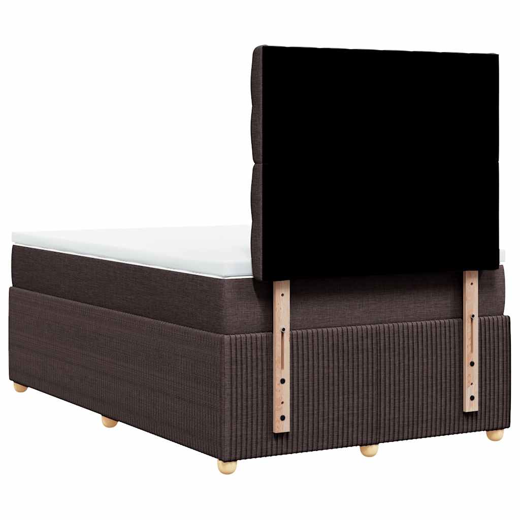 Sommier à lattes de lit et matelas marron foncé 120x190cm tissu - XIOS