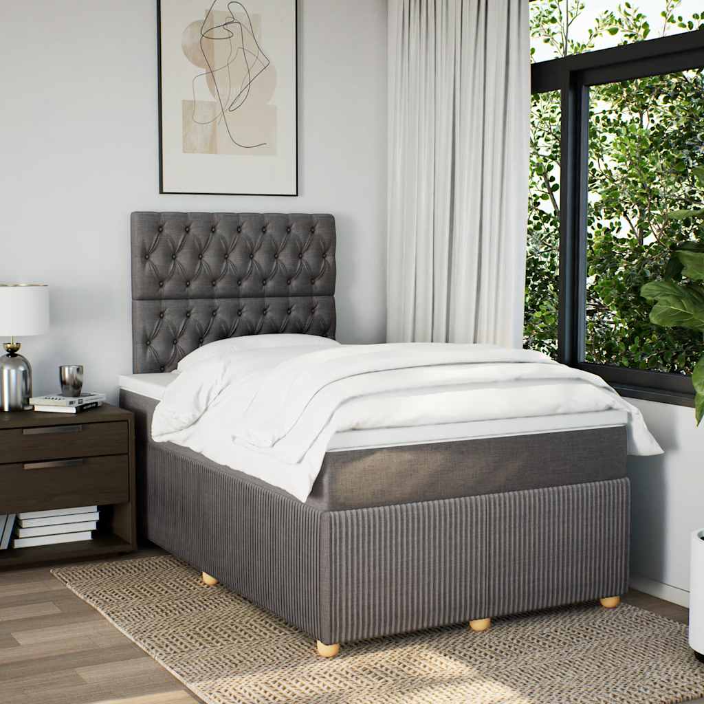 Sommier à lattes de lit avec matelas taupe 120x190 cm tissu - XIOS