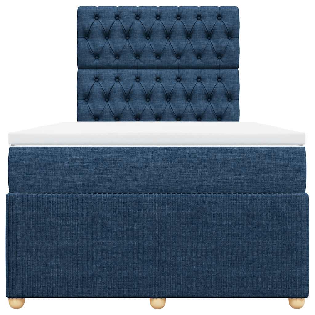Sommier à lattes de lit avec matelas bleu 120x190 cm tissu - XIOS