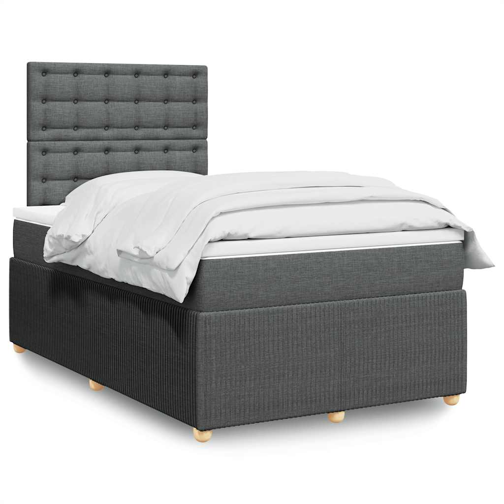 Sommier à lattes de lit avec matelas gris foncé 120x190cm tissu - XIOS