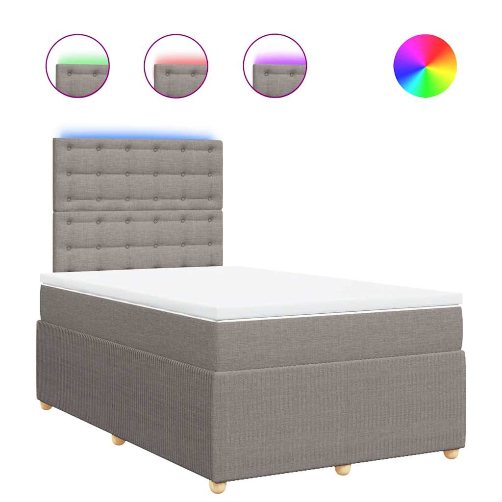 Sommier à lattes de lit avec matelas taupe 120x190 cm tissu - XIOS
