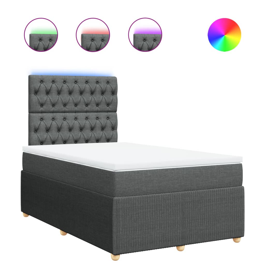 Sommier à lattes de lit avec matelas Gris foncé 120x200cm Tissu - XIOS