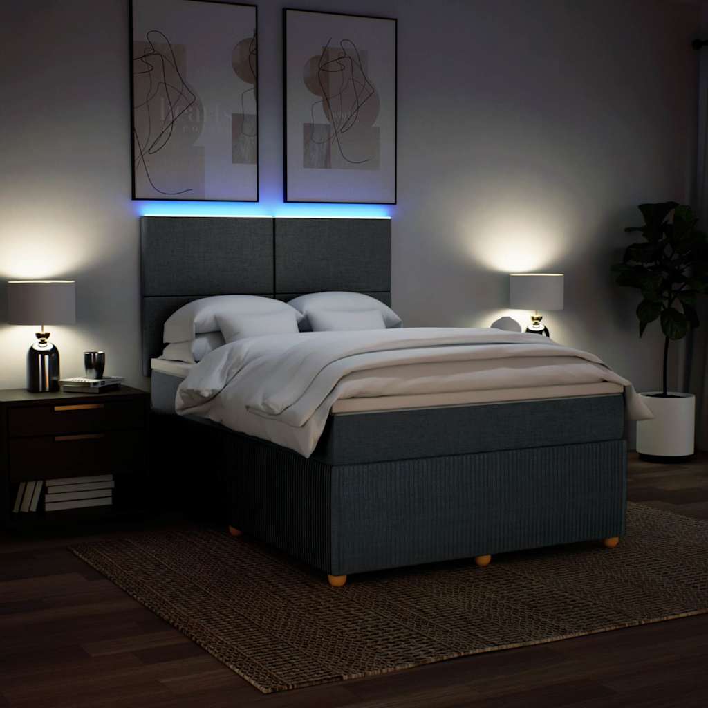 Sommier à lattes de lit avec matelas Gris foncé 140x190cm Tissu - XIOS