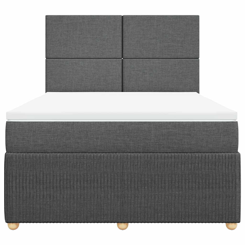 Sommier à lattes de lit avec matelas Gris foncé 140x190cm Tissu - XIOS