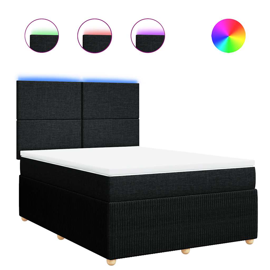 Sommier à lattes de lit avec matelas Noir 140x190 cm Tissu - XIOS