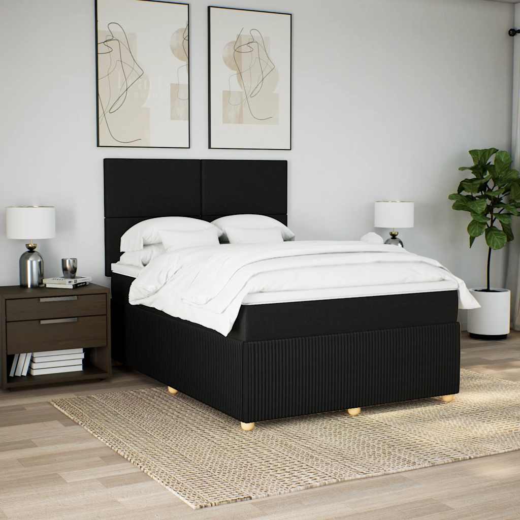 Sommier à lattes de lit avec matelas Noir 140x190 cm Tissu - XIOS