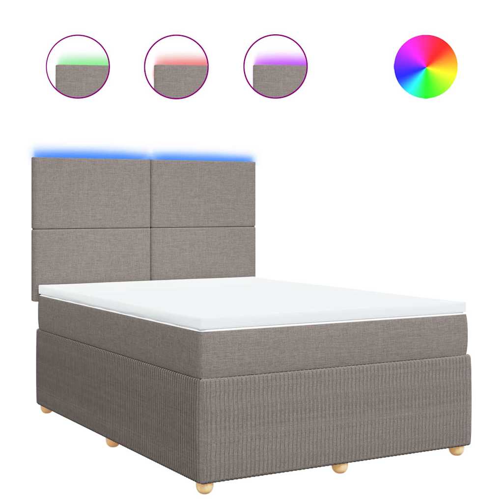 Sommier à lattes de lit avec matelas Taupe 140x190 cm Tissu - XIOS