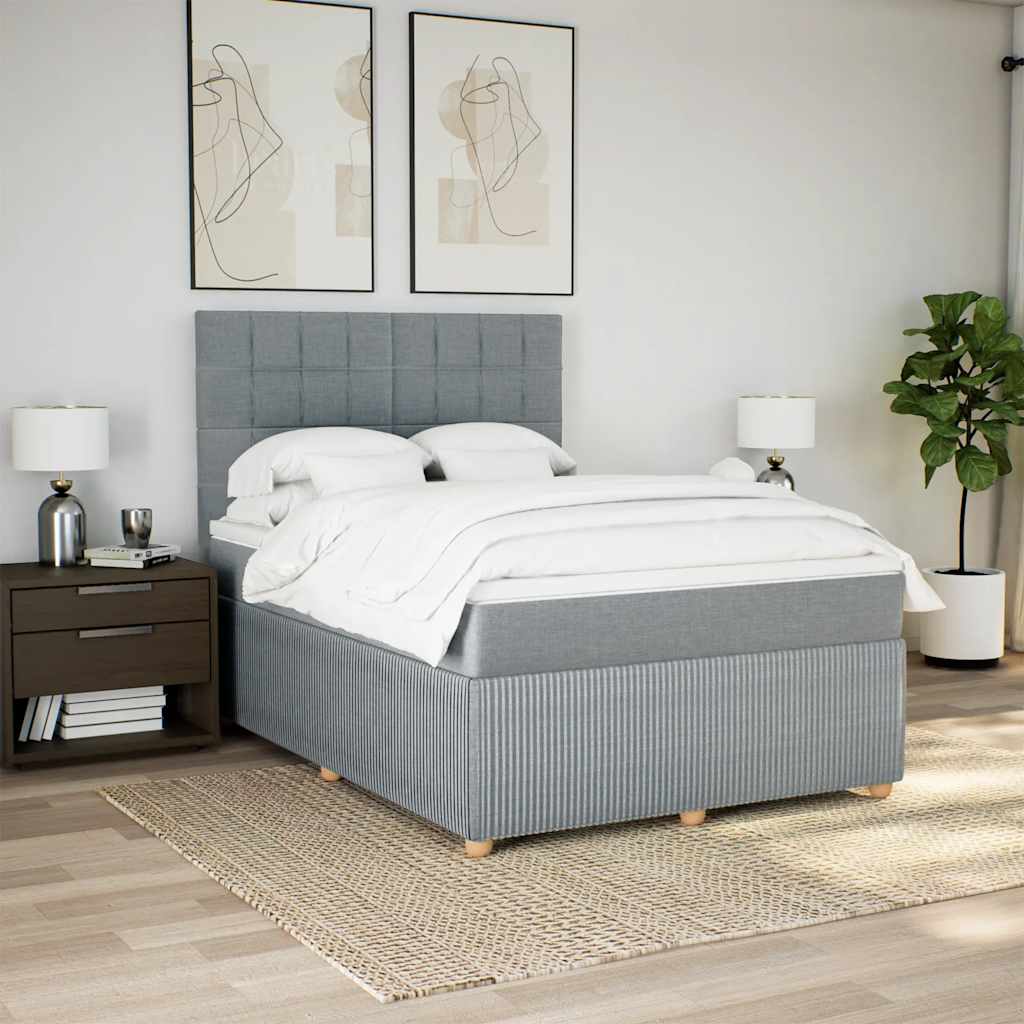 Sommier à lattes de lit avec matelas Gris clair 140x190cm Tissu - XIOS