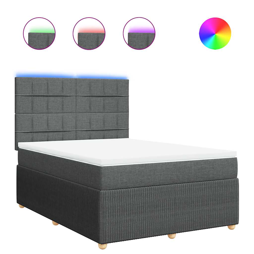 Sommier à lattes de lit avec matelas Gris foncé 140x190cm Tissu - XIOS