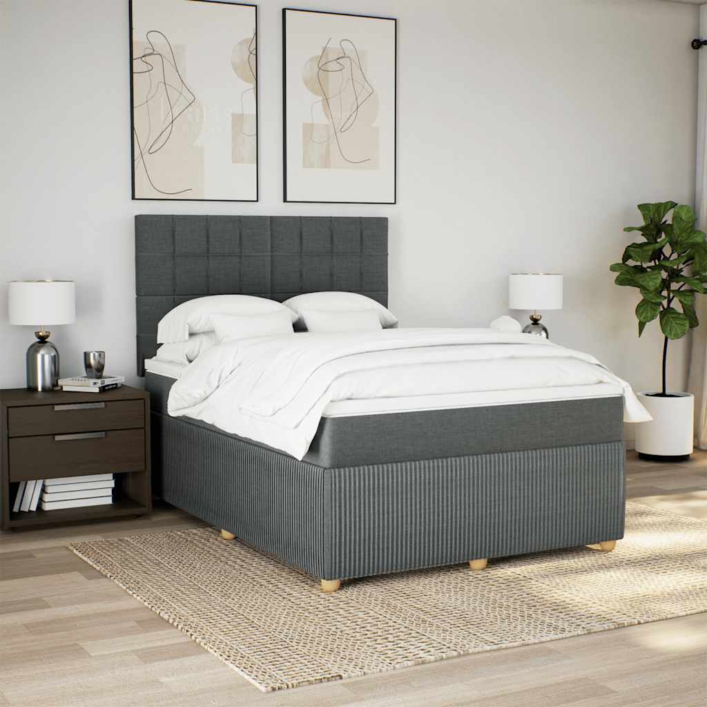 Sommier à lattes de lit avec matelas Gris foncé 140x190cm Tissu - XIOS