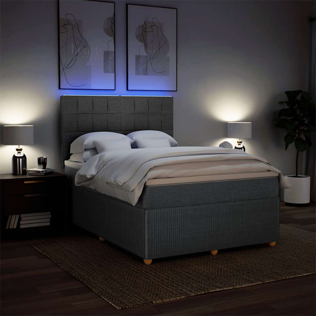 Sommier à lattes de lit avec matelas Gris foncé 140x190cm Tissu - XIOS