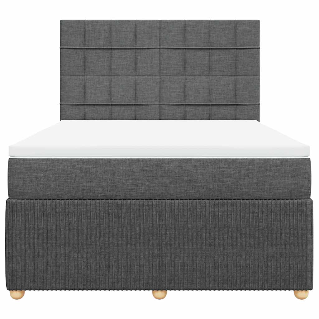 Sommier à lattes de lit avec matelas Gris foncé 140x190cm Tissu - XIOS
