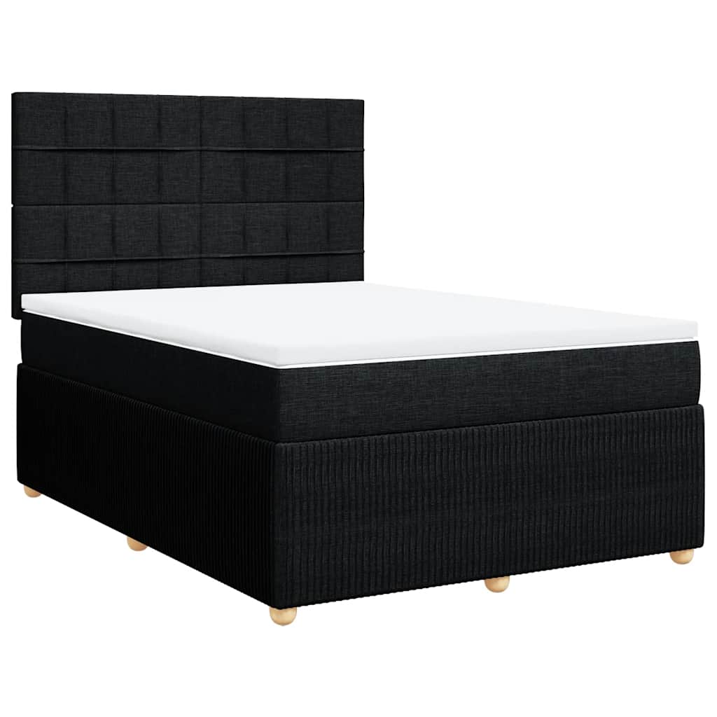 Sommier à lattes de lit avec matelas Noir 140x190 cm Tissu - XIOS