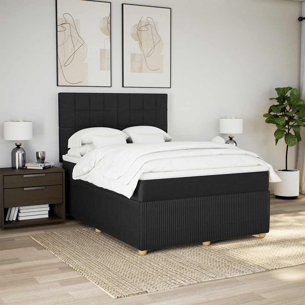 Sommier à lattes de lit avec matelas Noir 140x190 cm Tissu - XIOS