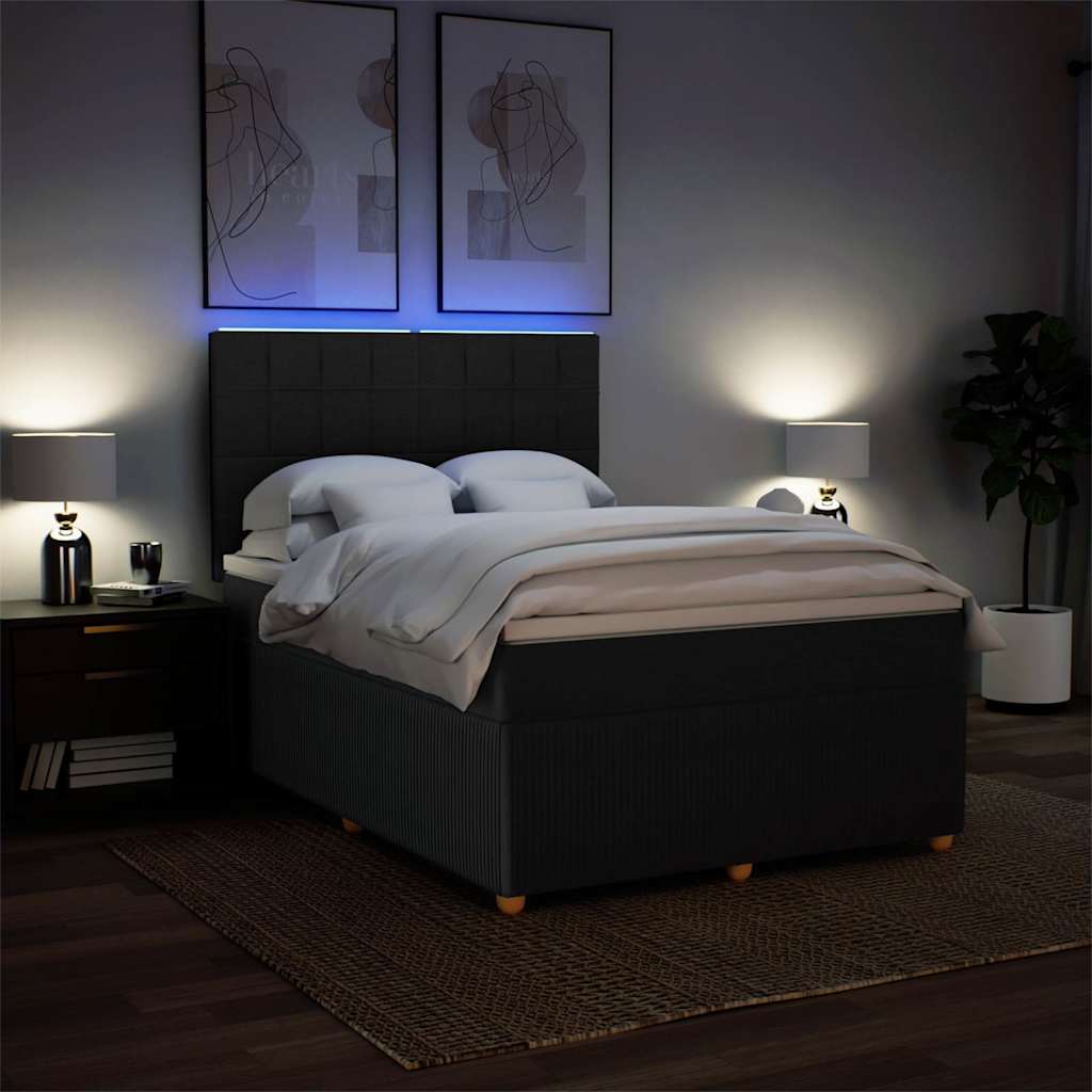 Sommier à lattes de lit avec matelas Noir 140x190 cm Tissu - XIOS