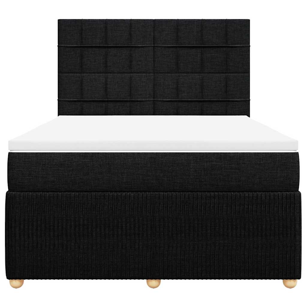 Sommier à lattes de lit avec matelas Noir 140x190 cm Tissu - XIOS