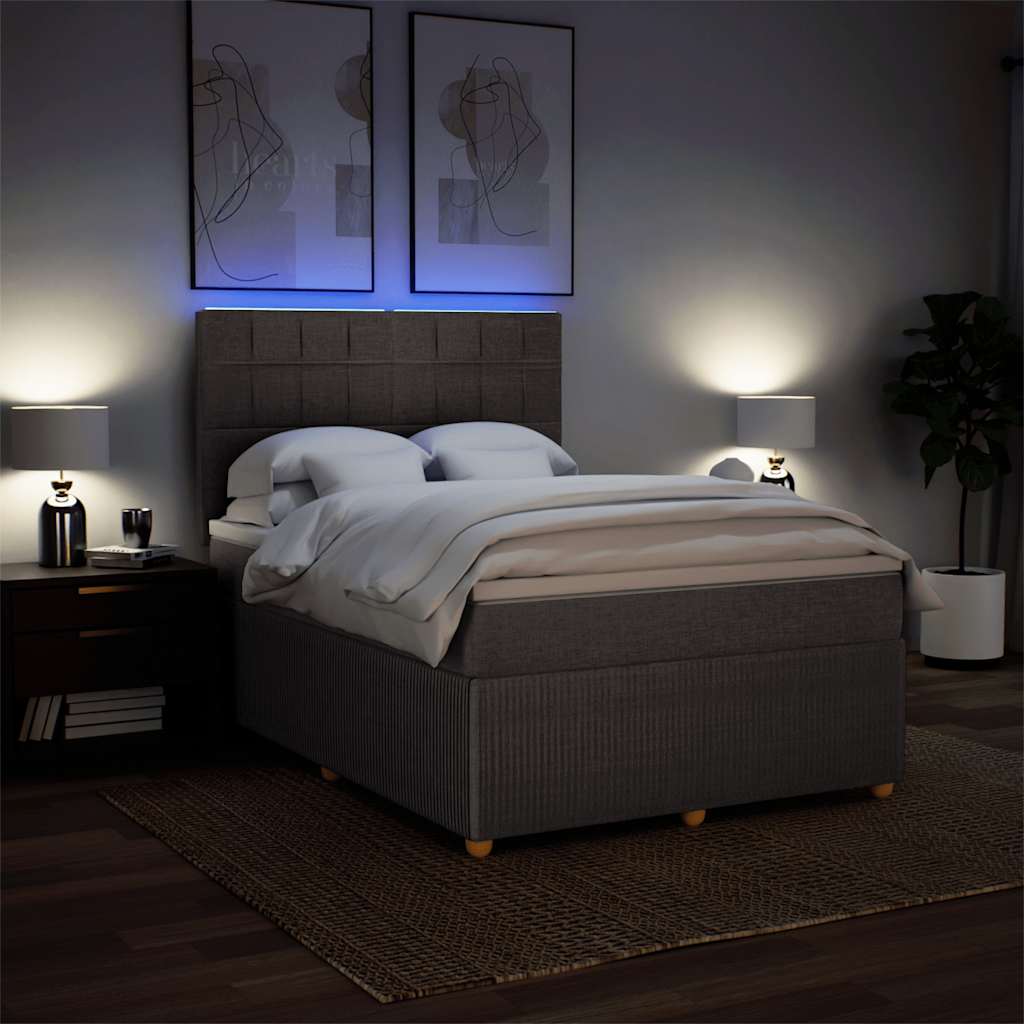 Sommier à lattes de lit avec matelas Taupe 140x190 cm Tissu - XIOS