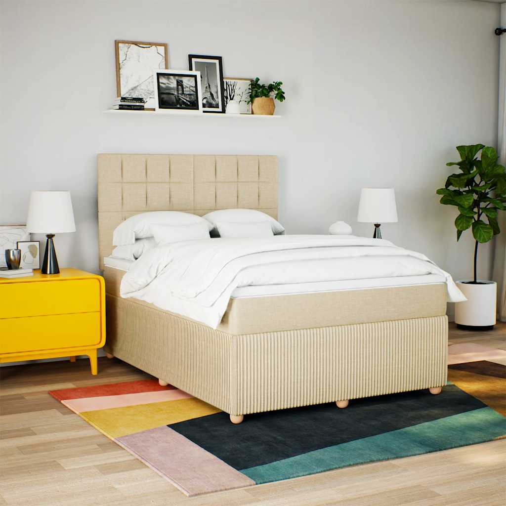 Sommier à lattes de lit avec matelas Crème 140x190 cm Tissu - XIOS