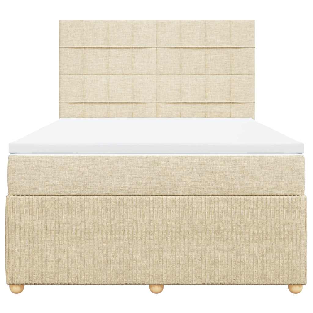 Sommier à lattes de lit avec matelas Crème 140x190 cm Tissu - XIOS