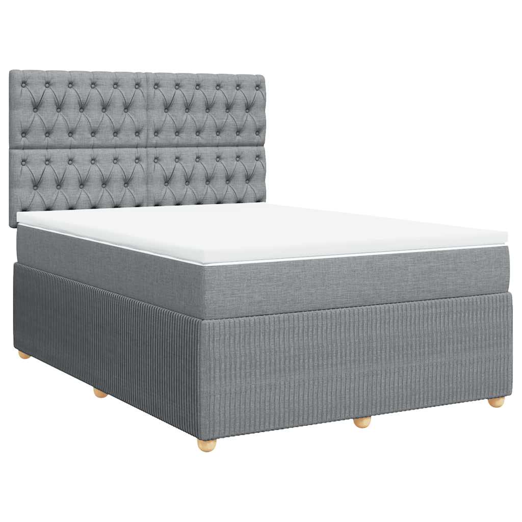 Sommier à lattes de lit avec matelas Gris clair 140x190cm Tissu - XIOS
