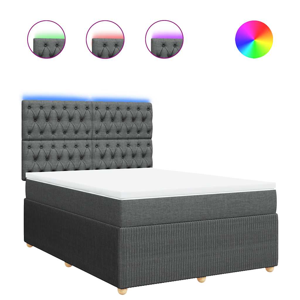 Sommier à lattes de lit avec matelas Gris foncé 140x190cm Tissu - XIOS