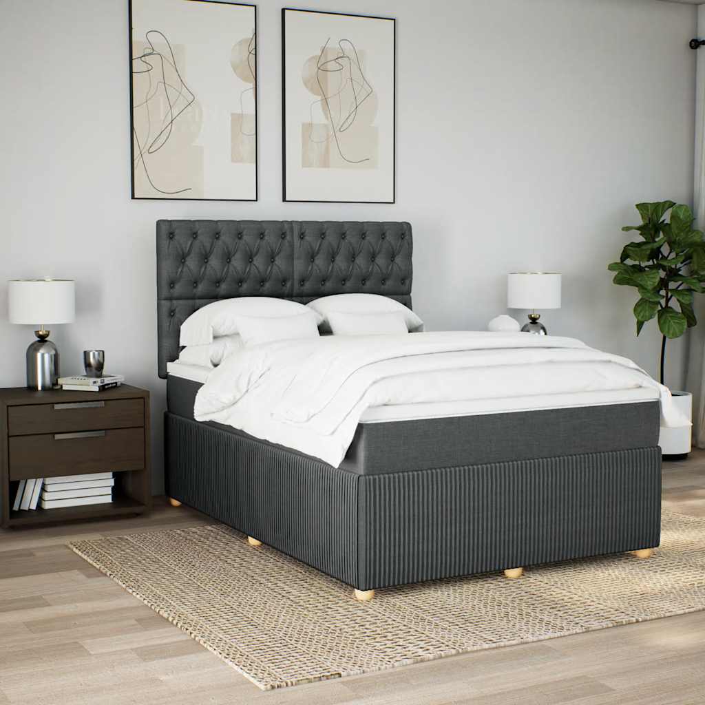 Sommier à lattes de lit avec matelas Gris foncé 140x190cm Tissu - XIOS
