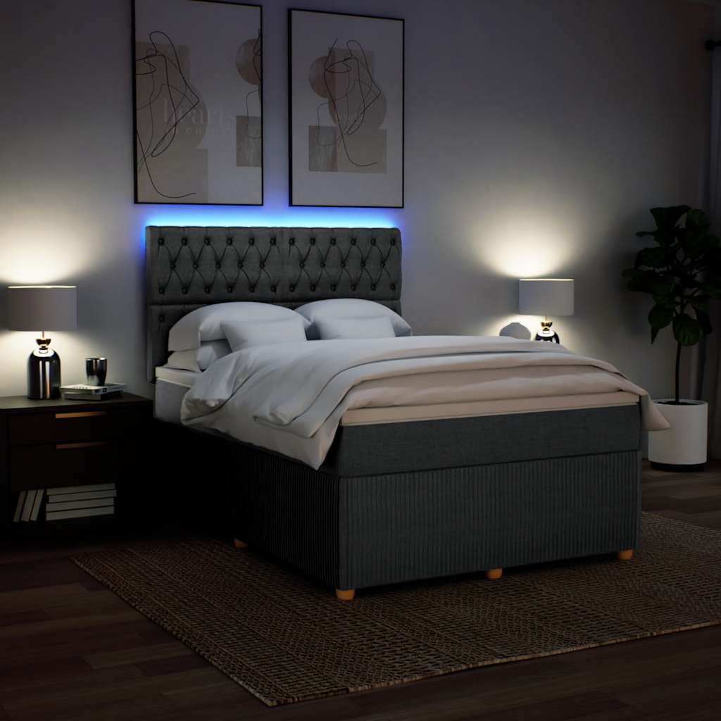Sommier à lattes de lit avec matelas Gris foncé 140x190cm Tissu - XIOS