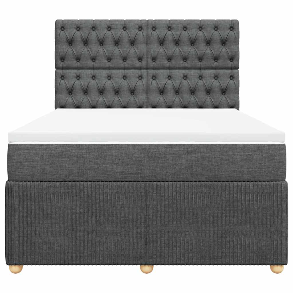 Sommier à lattes de lit avec matelas Gris foncé 140x190cm Tissu - XIOS