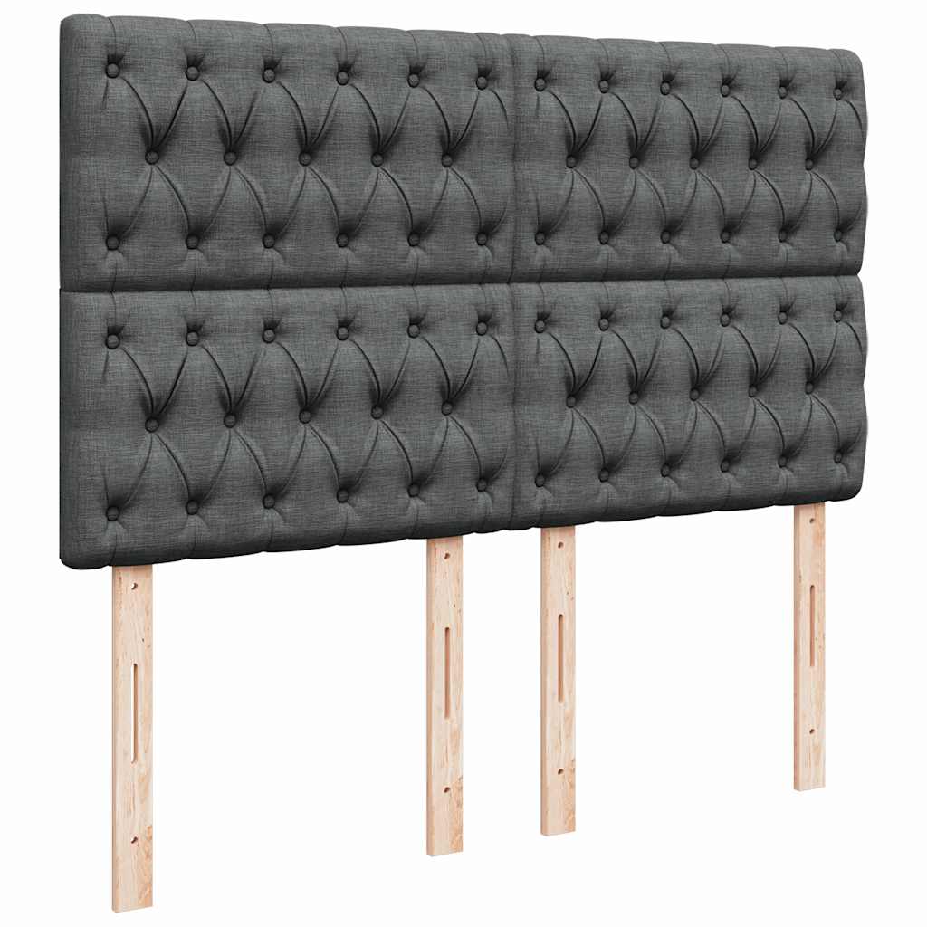 Sommier à lattes de lit avec matelas Gris foncé 140x190cm Tissu - XIOS