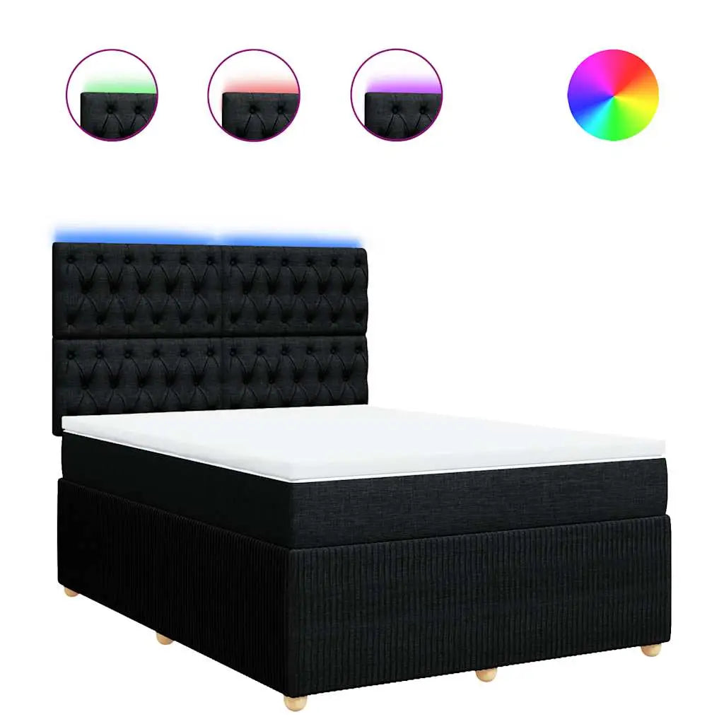 Sommier à lattes de lit avec matelas Noir 140x190 cm Tissu - XIOS