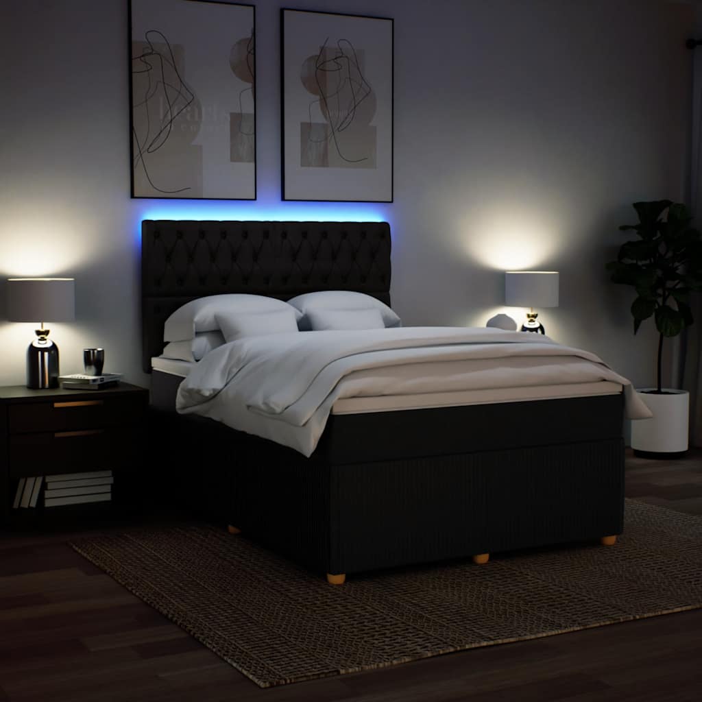 Sommier à lattes de lit avec matelas Noir 140x190 cm Tissu - XIOS