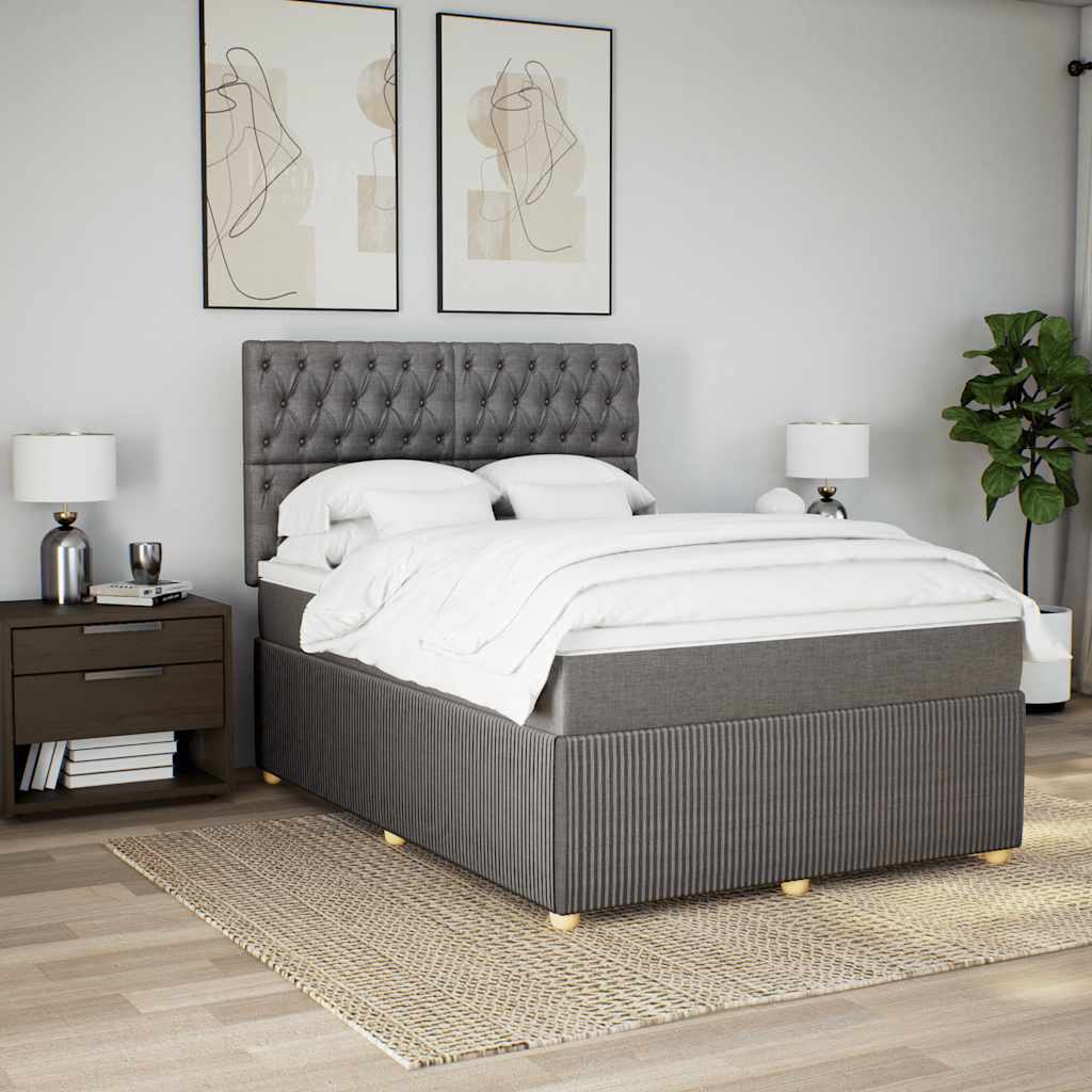 Sommier à lattes de lit avec matelas Taupe 140x190 cm Tissu - XIOS