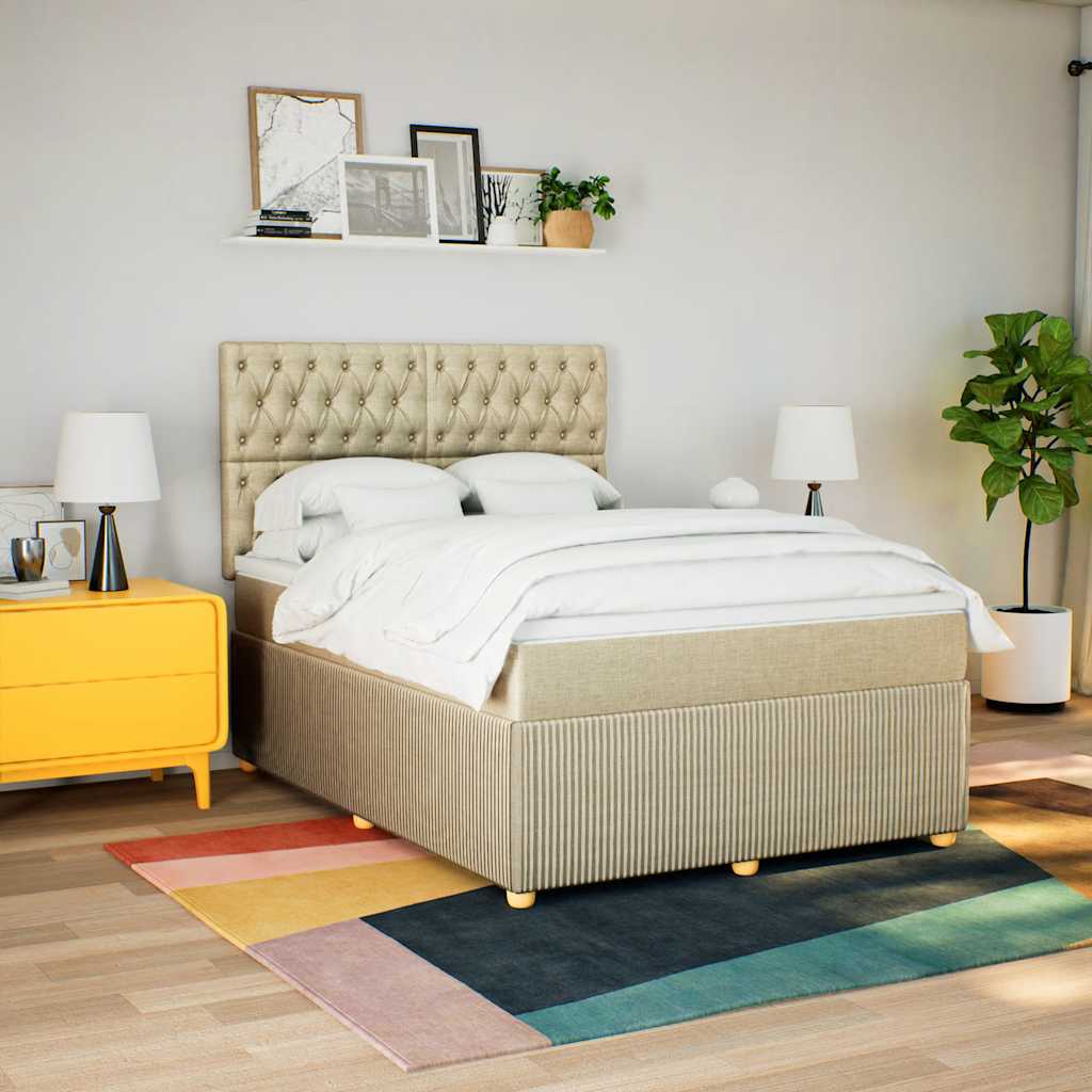Sommier à lattes de lit avec matelas Crème 140x190 cm Tissu - XIOS