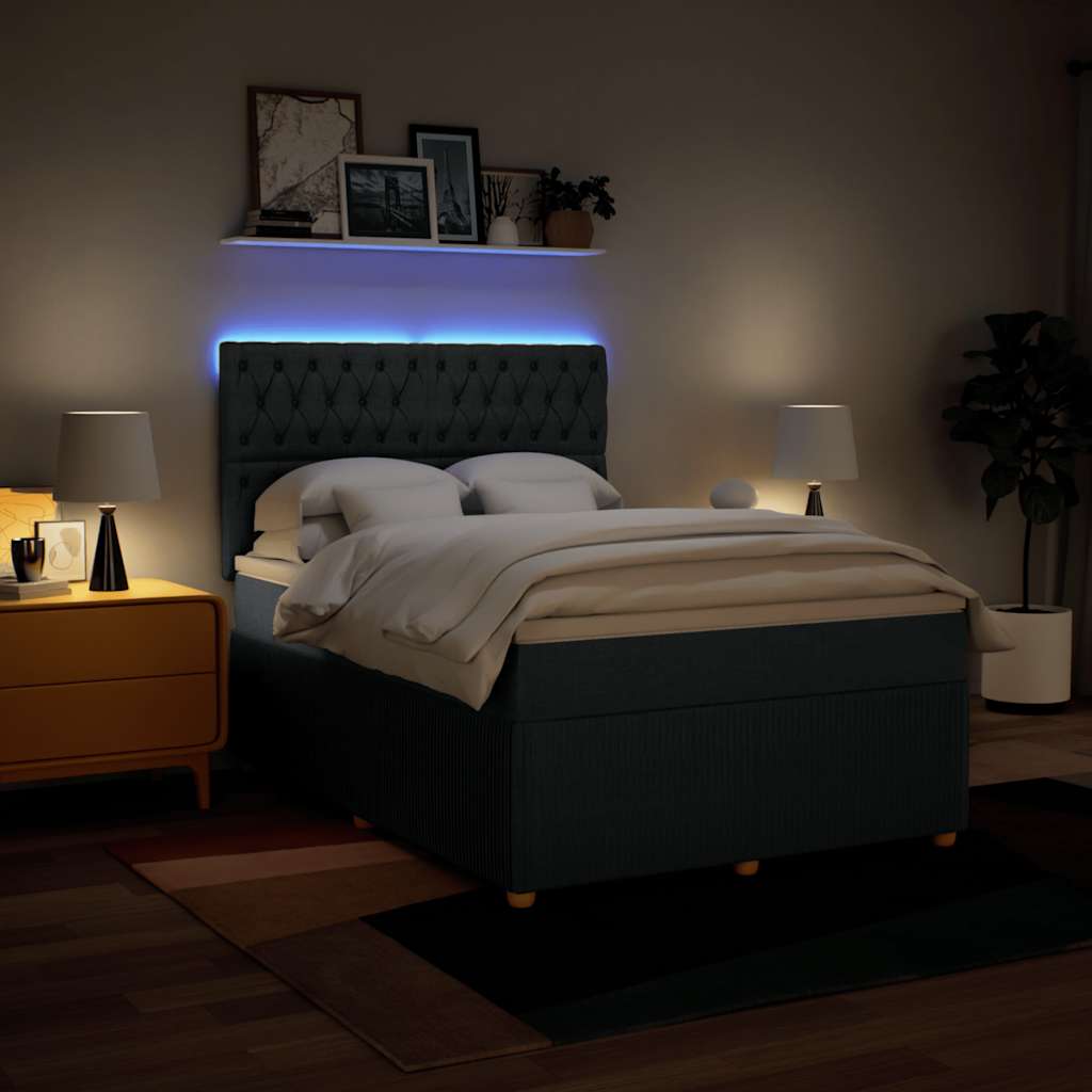 Sommier à lattes de lit avec matelas Bleu 140x190 cm Tissu - XIOS