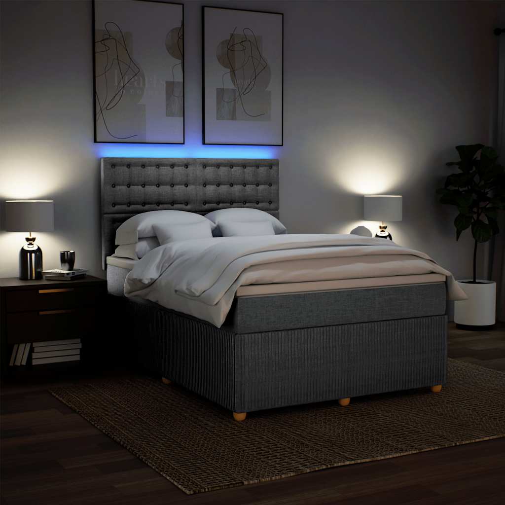 Sommier à lattes de lit avec matelas Gris clair 140x190cm Tissu - XIOS