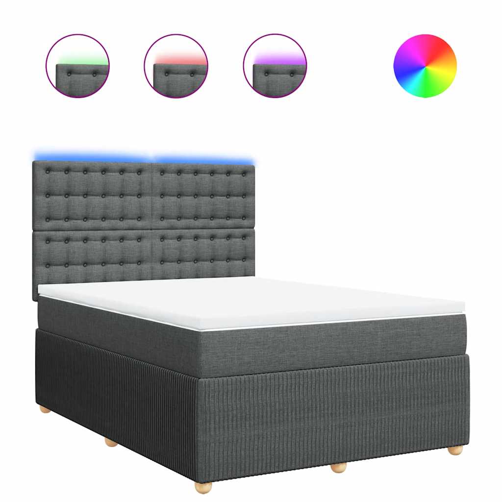 Sommier à lattes de lit avec matelas Gris foncé 140x190cm Tissu - XIOS