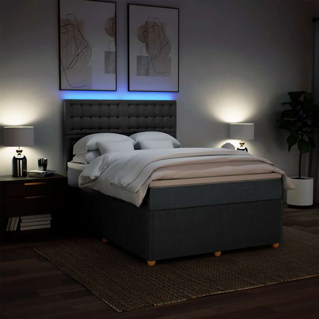 Sommier à lattes de lit avec matelas Gris foncé 140x190cm Tissu - XIOS