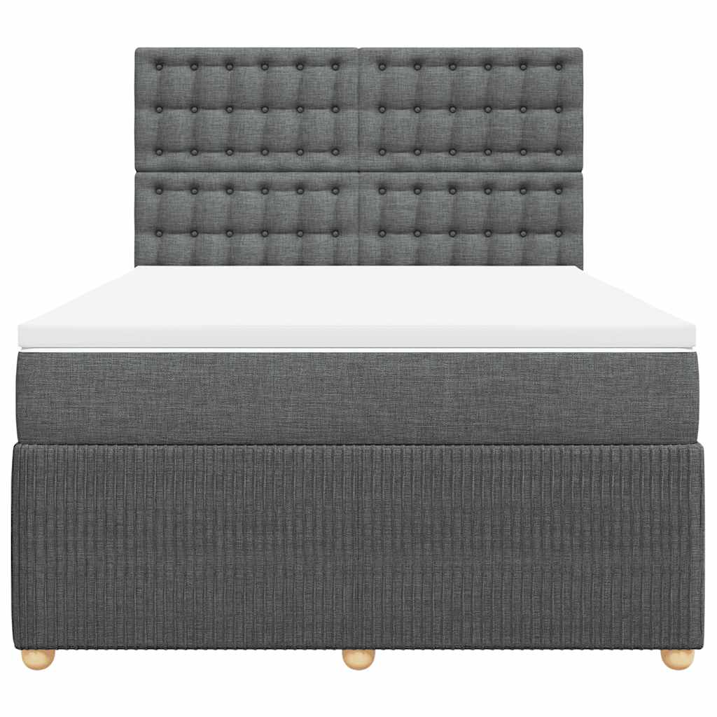 Sommier à lattes de lit avec matelas Gris foncé 140x190cm Tissu - XIOS