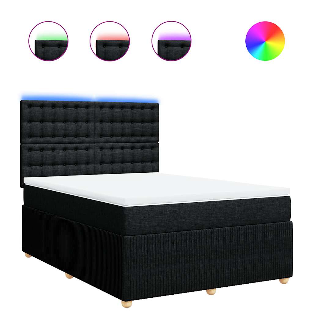 Sommier à lattes de lit avec matelas Noir 140x190 cm Tissu - XIOS