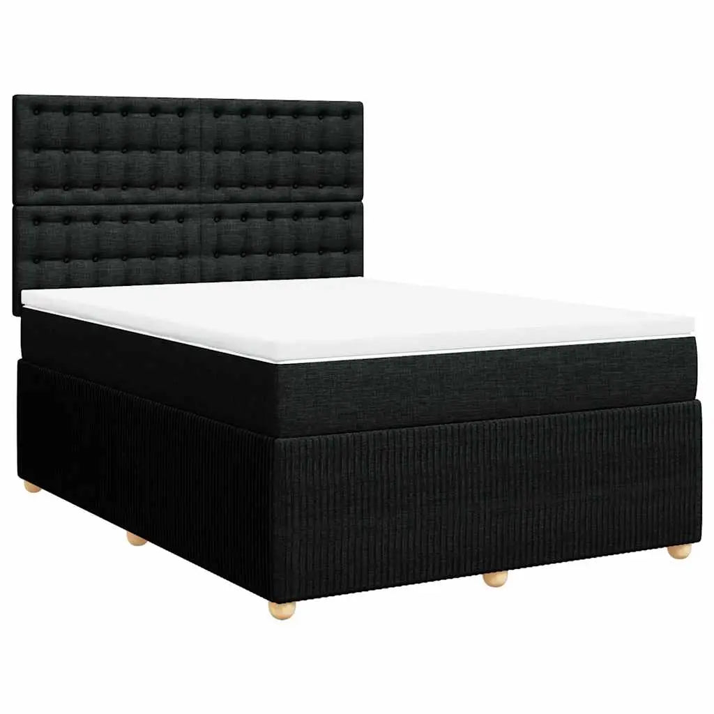 Sommier à lattes de lit avec matelas Noir 140x190 cm Tissu - XIOS